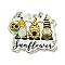 Acrylic Pendants, Double-Sided Printed, Bees, 34x39x3mm, Hole: 2mm