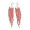 Bohemia Woven Glass Seed Bead Dangle Earrings, Tassel Chandelier Iron Earrings for Women, Red, 140mm