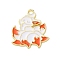 Alloy Enamel Pendants, Golden, Nine-tailed Fox Charm, Orange Red, 27x23.5x1.5mm, Hole: 2mm