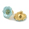 Flower Ion Plating(IP) 304 Stainless Steel Stud Earrings, with Enamel for Women, Polishing, Golden, Pale Turquoise, 23x22mm