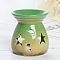 Ceramic Incense Holders, Home Office Teahouse Zen Buddhist Supplies, Vase with Star Moon Pattern, Yellow Green, 75x83mm