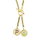 Ion Plating(IP) 304 Stainless Steel Purple Enamel Letter & Eye Pendant Wheat Chain Necklaces, with Toggle Clasps, Golden, Letter P, 20.47~20.87 inch(52~53cm)