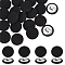 Nbeads 20Pcs Cloth with Aluminum Base Buttons, Flat Round, Black, 26x10.5mm, Hole: 3.3x2mm