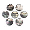 Natural Black Lip Shell Pendants, with Platinum Plated Brass Edge, Flat Round, 40x3~5.5mm, Hole: 1.4~1.6mm