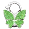 Glitter Butterfly Zinc Alloy Crystal Rhinestone Bag Hanger, Foldable Purse Hooks with Leather, Lime, 70x49x10mm