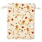 Christmas Theme Cloth Printed Storage Bags, Drawstring Bags, Rectangle, Beige, 18x13x0.4cm