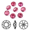 Pointed Back & Back Plated K9 Glass Rhinestone Cabochons, Grade A, Faceted, Flat Round, Fuchsia, 8x4.5mm