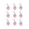 Cat Eye Pendants, with Silver Plated Iron Findings, Round, Pearl Pink, 15mm, Beads: 8mm