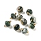 Natural Tree Agate Rondelle Charms with Rack Plating Brass Loops, Real 18K Gold Plated, Long-Lasting Plated, 9.5~11x8~8.5mm, Hole: 1.8mm