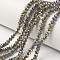 Electroplate Opaque Glass Beads Strands, Half Golden Plated, Faceted, Rondelle, Dark Gray, 3x2mm, Hole: 0.8mm, about 165~169pcs/strand, 15~16 inch(38~40cm)