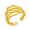 SHEGRACE 925 Sterling Silver Branch Rings, Open Cuff Rings, Hammered, Real 18K Gold Plated, US Size 5, Inner Diameter: 16mm