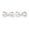 Alloy Beads, with Rhinestone, Bowknot, Matte Silver Color, 9x18.5x5mm, Hole: 1.5mm