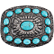 Alloy Buckles, Belt Fastener, with Resin Beads, Rectangle, Gunmetal, Turquoise, 76.5x62x8.5mm, Hole: 40.5x15mm