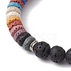 Dyed Colorful Natural Lava Rock Beaded Strtch Bracelets BJEW-JB10052-01-3