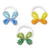 3Pcs 3 Colors Butterfly Glass Seed Beaded Stretch Finger Rings for Women RJEW-TA00150-1