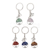 5Pcs 5 Styles Tree of Life Natural Amethyst & Tiger Eye & Red Jasper & Lapis Lazuli & Green Aventurine Pendant Keychains KEYC-JKC00924-1