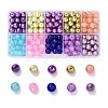 Lavender Garden Mixed Crackle Glass & Glass Pearl Bead Sets HY-X0009-8mm-01-1