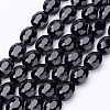 Black Faceted Oval Glass Bead Strands X-GLAA-S003-16x13mm-05-1