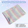 Sparkly Hologram Polyester Mermaid Printed Fish Scale Fabric DIY-WH0304-480-2
