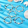 6mm Round Gemstone & Shell Pearl Braided Beaded Bracelets BJEW-JB10321-2