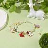 Round Glass Braided Bead Bracelet with Alloy Enamel Butterfly Charm for Women BJEW-JB08233-03-2