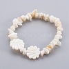 White Shell Chip Beads Stretch Bracelets BJEW-JB03982-03-1