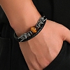 Black PU Leather Cord Braided Bracelets PW-WG503E5-02-4