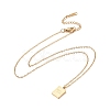 Rectangle with Word Good Luck Pendant Necklace NJEW-A004-04G-2
