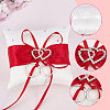 Tribute Silk Wedding Ring Pillow with Polyester Ribbon and Alloy Heart DIY-WH0325-48C-4