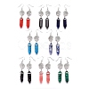 Pointed Bullet Natural & Synthetic Mixed Gemstone Dangle Earrings EJEW-K084-A-2