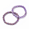 Natural Lepidolite/Purple Mica Stone Stretch Bracelets BJEW-S138-03B-02-3