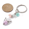 Angel Acrylic Beaded Keychain with Flower Opaque Resin Charms KEYC-JKC00533-4