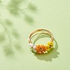 Glass Seed Braided Bead Flower Finger Rings RJEW-TA00054-03-2