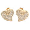 Brass Pave Cubic Zirconia Stud Earrings EJEW-U005-08G-1