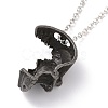 Retro Alloy Broken Half Skull Pendant Necklace for Men Women NJEW-B085-04A-4