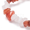 Natural Carnelian(Dyed) & Rose Quartz Chips Beads Stretch Bracelet for Women BJEW-AL00003-17-4
