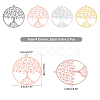  8Pcs 4 Colors Filigree Tree of Life Brass Pendants KK-NB0002-56-6