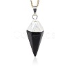 Cone Pendulum Black Agate Pendants G-N0057-14-2