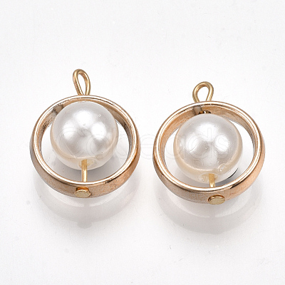 ABS Plastic Imitation Pearl Pendants PACR-T007-21A-1