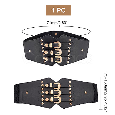 PU Leather Wide Elastic Corset Belts AJEW-WH0413-88A-1