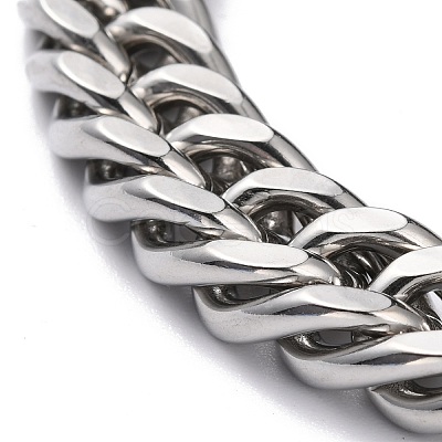 Tarnish Resistant 304 Stainless Steel Cuban Link Chain Bracelets X-STAS-A028-B064P-A-1