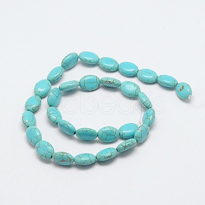 Dyed Synthetical Turquoise Oval Bead Strand X-G-P083-89G-1