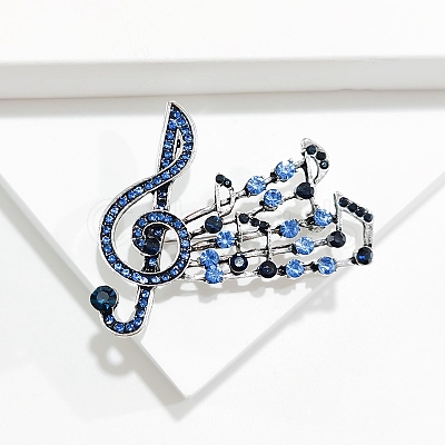 Alloy and Glass Rhinestone Musical Note Brooch PW-WG59AFF-02-1