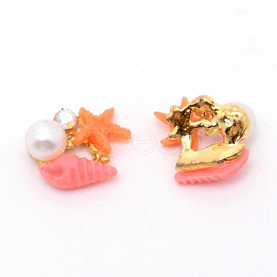 Resin Cabochons with Alloy Findings MRMJ-WH0067-39G-1