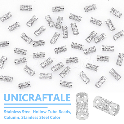 Unicraftale 200Pcs Stainless Steel Hollow Tube Beads STAS-UN0055-69-1