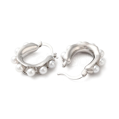 Plastic Pearl Beaded Hoop Earrings EJEW-Q024-04P-1