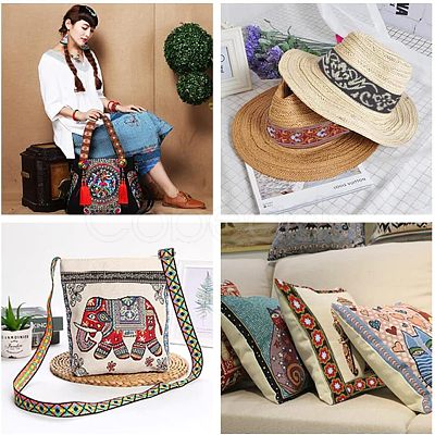 Ethnic Style Embroidery Polycotton Ribbons OCOR-WH0072-03-1