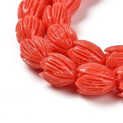 Synthetic Coral Dyed Carved Beads Strands CORA-P004-01A-1