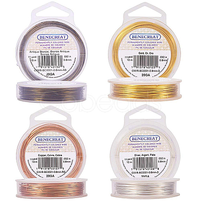 4 Colors Round Copper Wire for Jewelry Making CWIR-BC0002-02-1