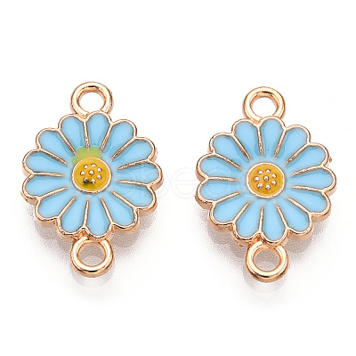 Zinc Alloy Enamel Sunflower Connector Charms X-ENAM-E011-01KCG-1